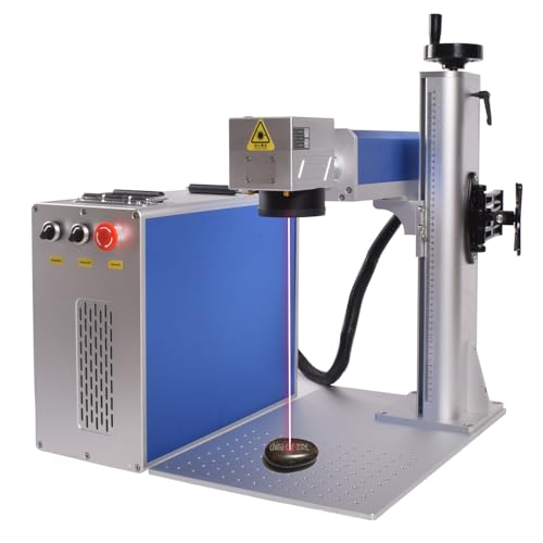 30W Fiber Laser Engraver JPT 30W Fiber Marking Machine with 80mm Rotary Axis Metal Laser Engraving Machine with Red Dot Pointer 7.9x7.9'' (200x200mm) for Metal