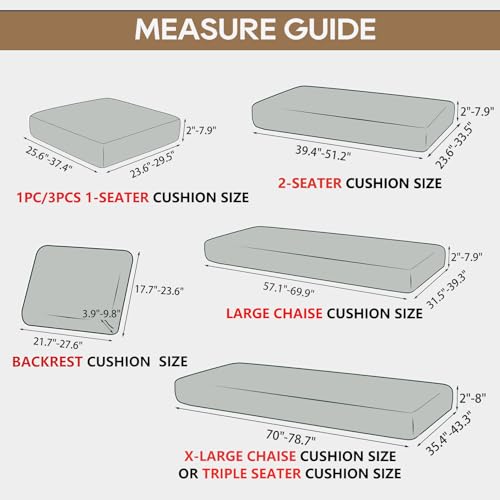 NeColorLife Chaise Cushion Cover Velvet Couch Cushion Covers for sectional Sofa Couch Covers with Chaise Lounge Thick(1PC X-Large Chaise Cover,Cream)