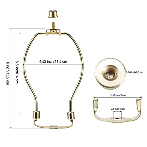 6 Inch Brass Lamp Harp Holder Kit Replacement With Finial And Detachable Light Duty Saddle Base, Saangseon Pack 2 Harps For Lamps Diy Lighting Accessories Horn Frame Lampshade Bracket #TOP1