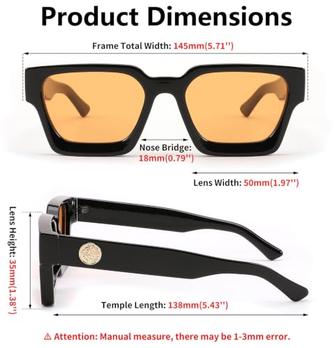 Image of FEISEDY Retro 90s Chunky Square Sunglasses for Women Men B2385