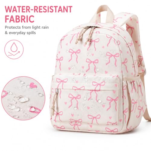 Image of LOIDOU Toddler Backpack for Girls School Bookbags for Preschool Kindergarten Cute Backpacks (Mini Bow tie Beige, S-12)