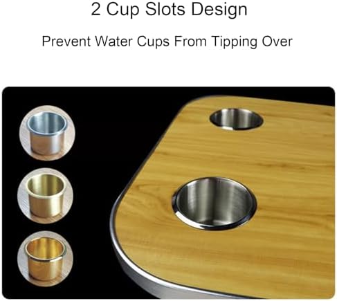 Adjustable RV Table, Removable Height Picnic Table for Boats & Outdoor Camping, 2 Cup Holders, Ideal for RV Conversions & Picnics - Yellow