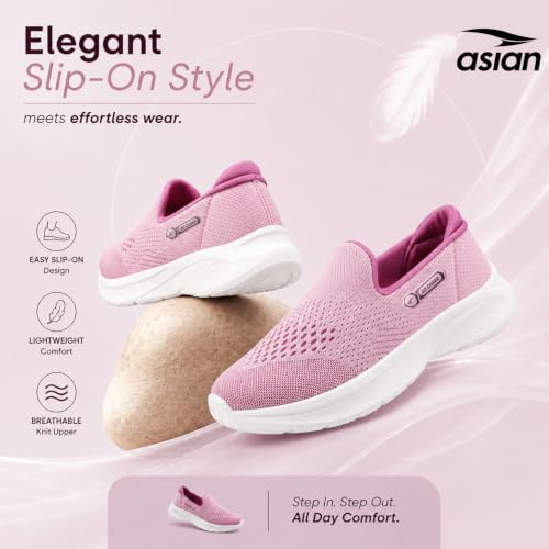 Image of ASIAN Style Walk-31 Women's Walking Shoes | Ultra-Lightweight Slip-On Shoes with Knit Mesh, Arch Support | Flexible Sole & All-Day Comfort for Daily Use
