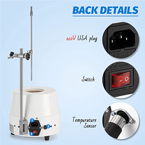 Manto calefactor digital con termostato y agitador magnético para calentar líquidos y agitar, ideal para laboratorios científicos e investigación