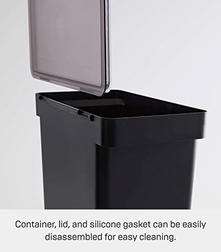 Yamazaki Home Tower Airtight Pet Food Storage Container - Cat And Dog Food Holder Bin With Transparent Lid And Handle - Extra Large - Polypropylene - 6.6 Gallons, 25 Liters,Black