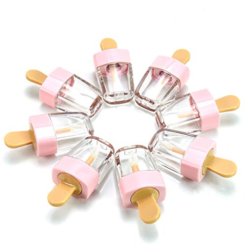 Gonioa 8pcs Clear Mini Lip Gloss Tube Empty Lip Balm, Ice Cream Shape Cosmetic Gloss Tube Travel Gloss Container