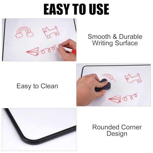 2 Stück Mini Whiteboard 30x21cm, Magnettafel Klein Doppelseitig Whiteboard A4 Abwischbar Mit 2 Markern Und 2 Board Radierer, Schwarzem Rahmen Kleines Whiteboard Tragbar für Zuhause, Schule, Büro