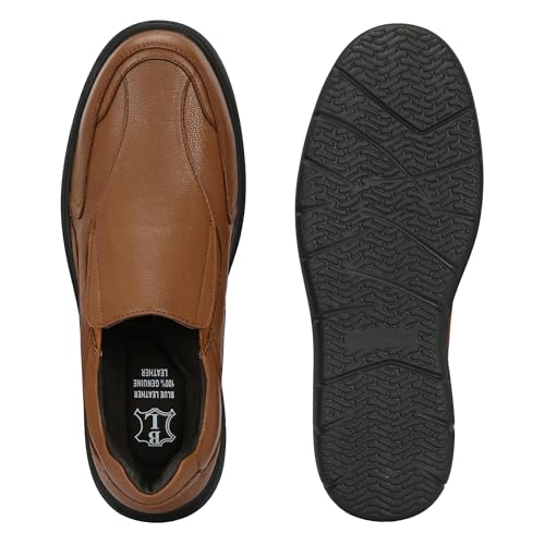 Image of Blue Leather By Centrino Genuine Leather Men's Formal | Pure Leather Slip-On Shoes | Soft & Comfortable Daily Driver | Casual Yet Elegant Formal Footwear (4042)