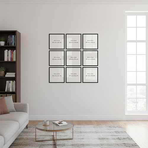 Image of kotart Photo Frame For Wall Decor | Wooden Frames For Wall Decoration | Aesthetic Collage Picture Frames | Rectangular Photo Frame For Home Decor Bedroom Office | Pack of 9 (8X8 inch)