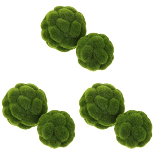 Image of DOITOOL Green Moss Balls Decorative for Bowls: 6 Pcs Fake Moss Balls Faux Decorative Spheres for Bowl Fillers, Vase Filler, Wedding Decor, Table Arrangement, DIY Crafts (3.9 inch + 4.7 inch)