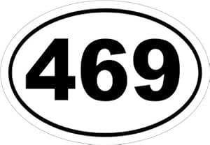 Amazon.com: 469, Area Code, in an Oval, Vinyl Car Decal, Multiple ...