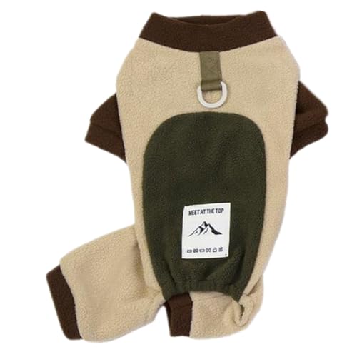 ISUPY 犬 パジャマ ロンパース つなぎ 秋冬 小中型犬 洋服 おしゃれ かわいい ドッグウエア Tシャツ 裏ボア ペット服 防寒 暖かい ルームウェア 部屋着 抜け毛防止 お散歩 (L,ベージュ)