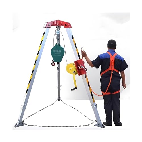 Confined Space Tripod and Winch, Rescue Tripod with Fall Protection Safety Harness, Telescopic Safety Tripod Engine Lifting Hoist (Color : 1800 LBS Winch)