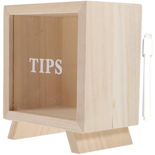 HOODANCOS Alcancía de Madera para Niños, Caja de Ahorro Multifuncional con Marcador, Diseño Transparente Adecuado para Sala y Mesa, Fomenta Hábitos de Ahorro