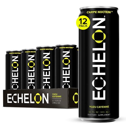 Echelon Pre-Workout Energy Drink | Yuzu Cayenne | 12 Pack | Sustained Energy Focus and Endurance Dietary Supplement | 300mg of Caffeine | Beta-Alanine L-Theanine & Fiber | Vegan