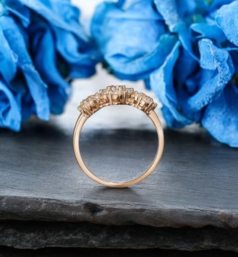 Marquise Cut Aquamarine Wedding Band – Vintage Matching Band for Women – Solid 14K Rose Gold Stacking Ring – Dainty March Birthstone Ring – Handmade Fine Jewelry4