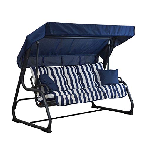 Tecnoweb - Cojines para balancín de 4 plazas - Incluido también el techo a juego - 100% Fabricado en Italia - Ideal para exteriores (jardines y patios) - Estructura no incluida, Rigato Bianco Blu