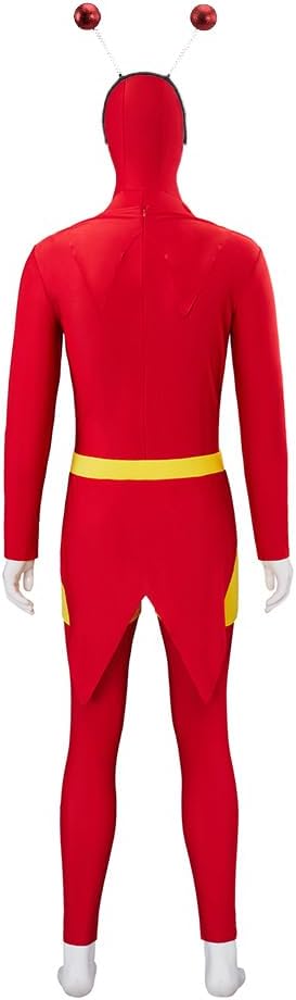 MelangCos Men's El Chapulin Colorado Cosplay Costume Superhero Red Jumpsuit Halloween Outfit