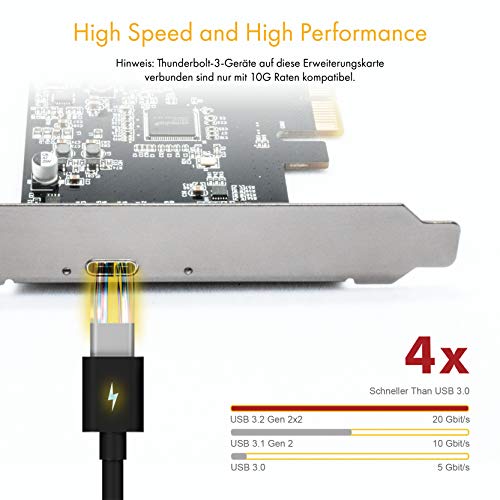 Tarjeta PCIe USB-C 3.2 Gen 2x2 ICY BOX IB-PCI1901-C32 de 20 Gbps para PC 4