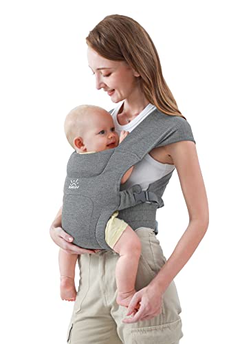Image of MOMTORY Newborn Carrier, Baby Carrier, Cozy Baby Wrap Carrier with Hook&Loop for Easily Adjustable, Soft Fabric, Light Grey