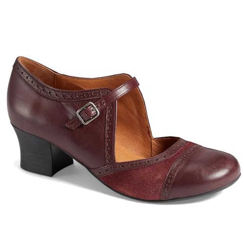 SHODENSE Women Ankle Strap Chunky Heel Mary Jane Shoes Round Toe Mary Jane Pumps Oxford Shoes 2 inch Mid Block Heel Mary Janes Two Tone Patchwork Buckled Dress Shoes Vintage Casual 4-11 M US3