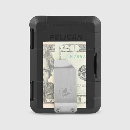 Image of Pelican Magnetic Money Clip Wallet - RFID Blocking Card Holder - Black | Heavy Duty MIL-STD Snap-on MagSafe Wallet for iPhone -Detachable Magnetic Card Holder for iPhone 17 Pro Max /16 /15 /14 /Pixel 10