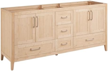 Signature Hardware 500626 Arrietty 72" Freestanding Bamboo Double Basin Vanity - Cabinet Only - Less Vanity Top - Natural Bamboo