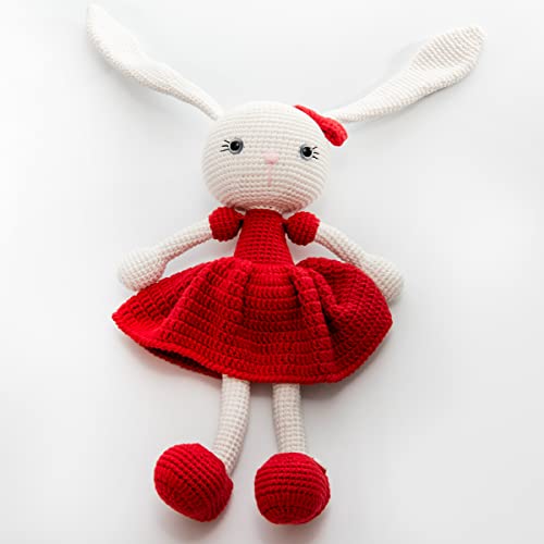 Natural Crochet Sleeping BuddyPlaymate Organic Hand Crocheted Travel Mate Organic Hand Knitted First Friend Natural Premium Baby First Toy Boys and Girls Gift (BUNNY-10)