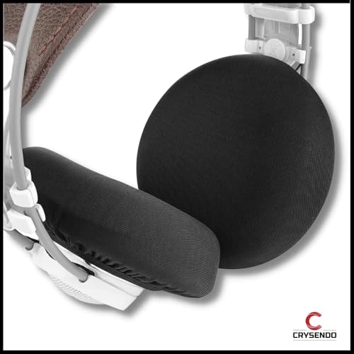 Image of Crysendo Headphone Ear Cushion Cover for Audio Technica, Son-y, JBL, AKG Headphones | Protectors for 9-12cm Earpads | Stretchable Fabric Ear Cushion Sweatproof Ear Pad Cover (Large - 1 Pair) (Black)