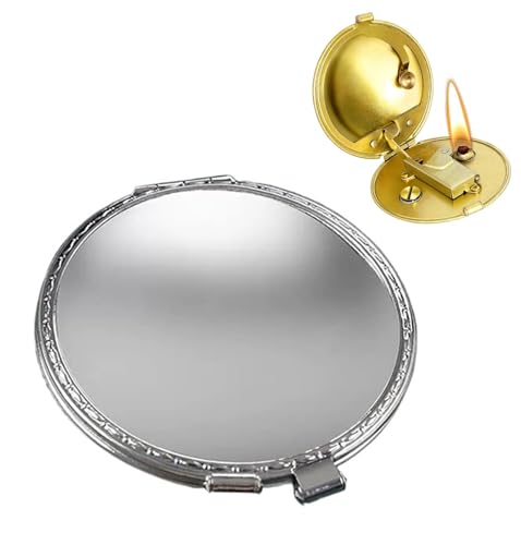 Encendedor compacto de cobre puro creativo, encendido automático de disco, encendedor de queroseno artesanal de latón vintage redondo