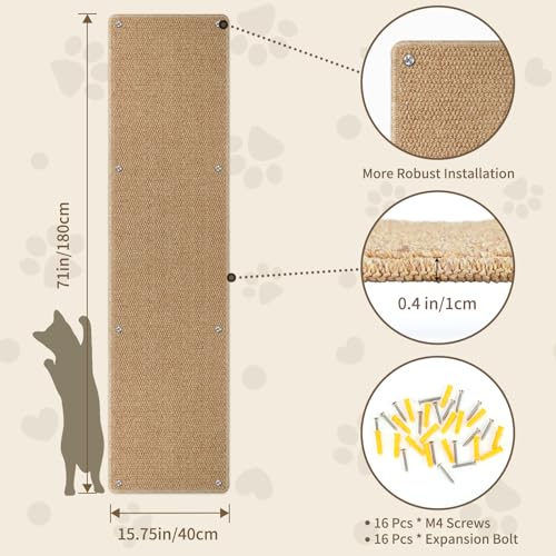 Tapis d'escalade mural pour chat XXL camel 180x40cm - 6