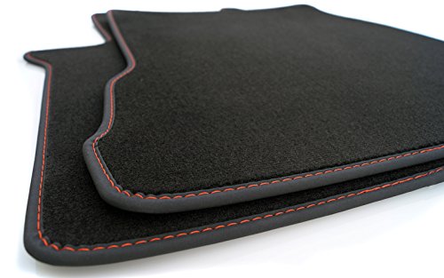 Auto Fußmatten-Set für Fahrerhaus LKW kompatibel mit VOLVO FH4 FH5 FH Aero (schwarz, beige Fäden