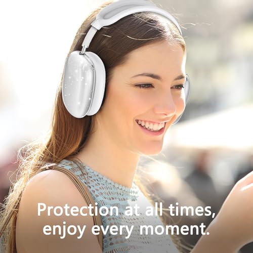 Image of Silicone Case Cover for AirPods Max 2,Clear Soft TPU Ear Cups Cover /Ear Pad Case Cover /Headband Cover for AirPods Max 2 /1 (2026 /2024 /2020),Transparent Accessories for Apple AirPod Max,Glitter White
