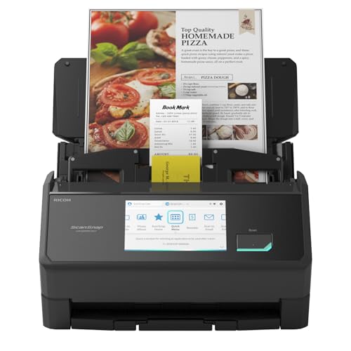 ScanSnap iX2500 Schwarz Dokumentenscanner – Ultraschneller Duplex-Scanner mit 45 S./Min., 100-Blatt-ADF, 600 DPI, 5″ Touchscreen, WLAN/Bluetooth/USB-Konnektivität