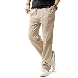 Hoerev – Pantalons décontractée de plage été – Homme – Beige – XXXL(Taille 45″-49″)