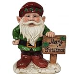 Christmas Leprechaun Figurine with Merry Christmas Sign, 10 in