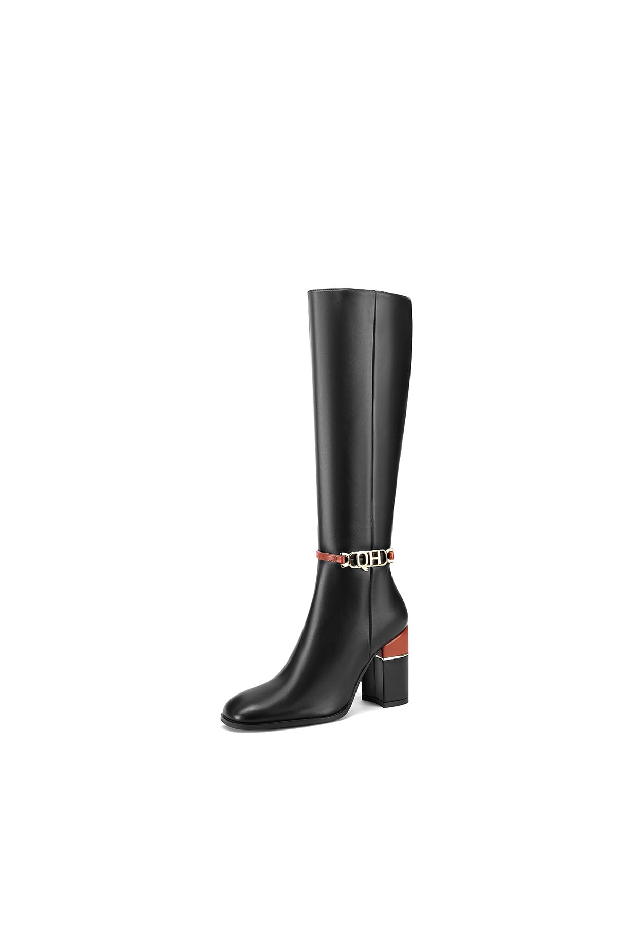 QUEEN HELENA Stivali Alti con Tacco Zip Laterale Casual Eleganti Donna K3470