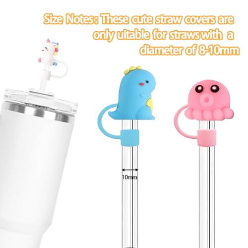 Image of 14P Straw Cover for Stanley Cup, Silicone Straw Topper for Stanley Cup 30&40oz with Tumblers, 10mm 0.4in Lid Accessories (Reusable)