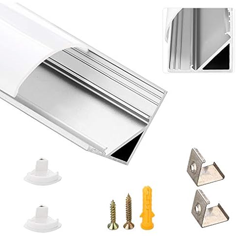6 Pack LED Aluminum Profile, SWAWIS LED Profile LED Aluminum Channel 1M/3.3ft V Shape LED Diffuser Strip with Milky White Cover, End Caps and Mounting Clips, LED Channel for LED Strip Lights Cover