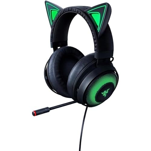 Razer Kraken Kitty Edition - Gaming-Headset (Chroma-Beleuchtung, Verkabelt für plattformübergreifendes Spielen, 50-mm-Treiber, 3,5-mm-Kabel mit Line-Controls) Schwarz