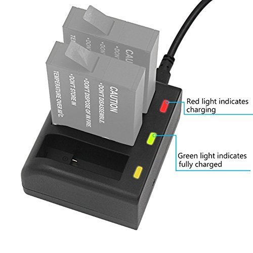 Gonine Battery Charger for GoPro Fusion, 3 Channel Charged ASBBA-001 Batteries, Red/Green LED Charging Status Indicators, USB Micro Charger with Type C Port.