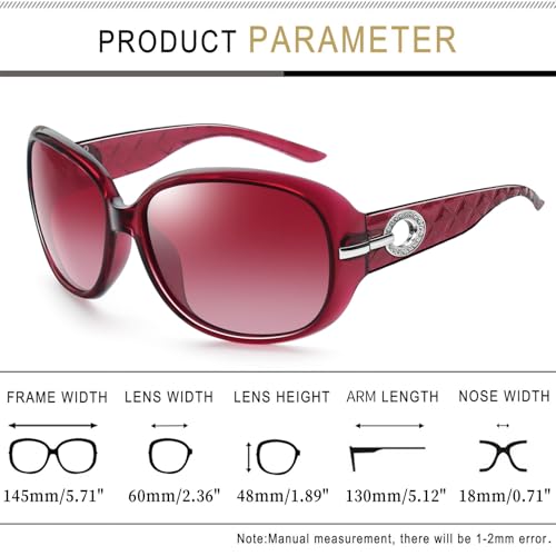 Image of Joopin Oversized Sunglasses for Women Stylish Big Rectangle Polarized UV Protection Ladies Goggles