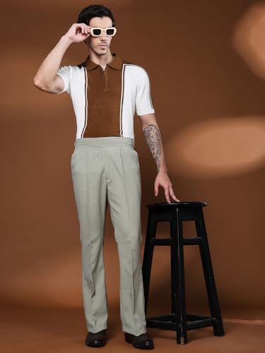 Image of Gurkha Pants for Men | Trouser for Men | Formal Pant | Classic Buckle | Bell Bottom Trouser High Waist Pleated Casual Trousers | Flared Bottom Leg Pants for Office Smart Casual Travel Party