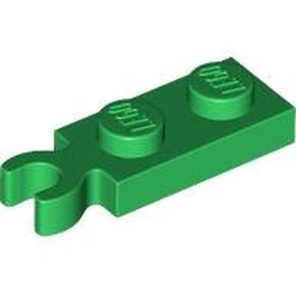 LEGO Plate, Modified 1 x 2 with Clip on End (Vertical Grip), Part 78256, Choose Your Colour (Green, 10, Bricks) — image 1