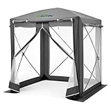 Goutime Faltpavillon 150x150x190 mit 2-in-1 Insektenschutz & Wetterschutz, Pop-Up Zelt wasserabweisend, UV-Schutz 50+, für Outdoor Camping & Garten (Grau)