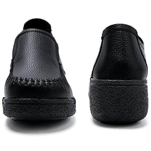 Image of UZB Women's Slip On Loafer Leather Comfort Casual Platform Shoes