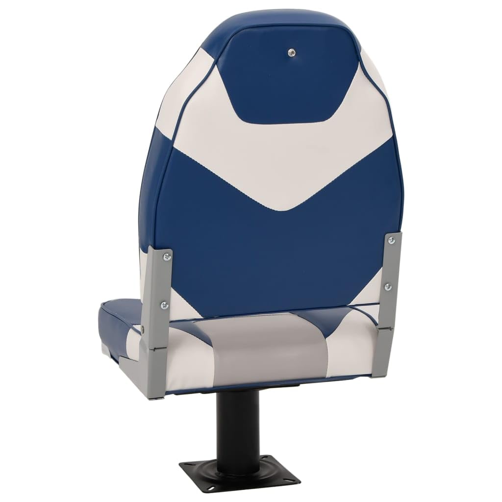 Juego de 2 asientos plegables para barco con consola de asiento, silla de barco con respaldo alto, asiento plegable para barco y pesca, bisagras de aluminio robustas, color blanco y azul