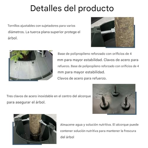 Base para Árbol Artificial interior y jardín con pernos regulables y tanque protector 8