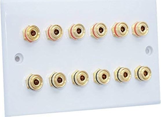 6 0 Bianco Slimline Audio Suono Surround Altoparlante Piastra Muro con Dorato Morsetti Nessuna Saldatura Richiesta 6 0 Bianco Slimline Audio Suono Surround Altoparlante Piastra Muro con Dorato Morsetti Nessuna Saldatura Richiesta