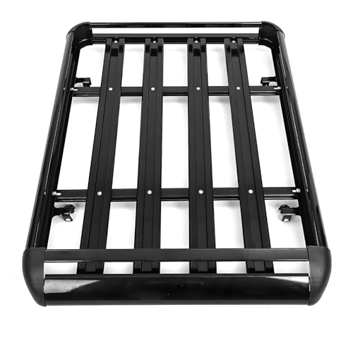 Trintion Roof Rack Basket Tray - Aluminum Luggage Cargo Carrier with Cross Bars & Wind Fairing Rooftop Luggage Holder 127cm Ideal for Cars SUVs and Trucks Black